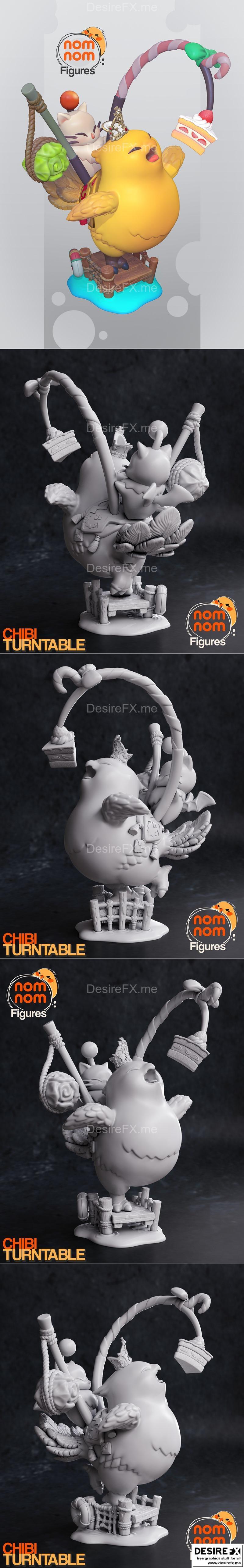 Final Fantasy VII 3D打印小糖兽模型|NomNom Figures – Chibi Chocobo – Final Fantasy VII – 3D Print Model STL