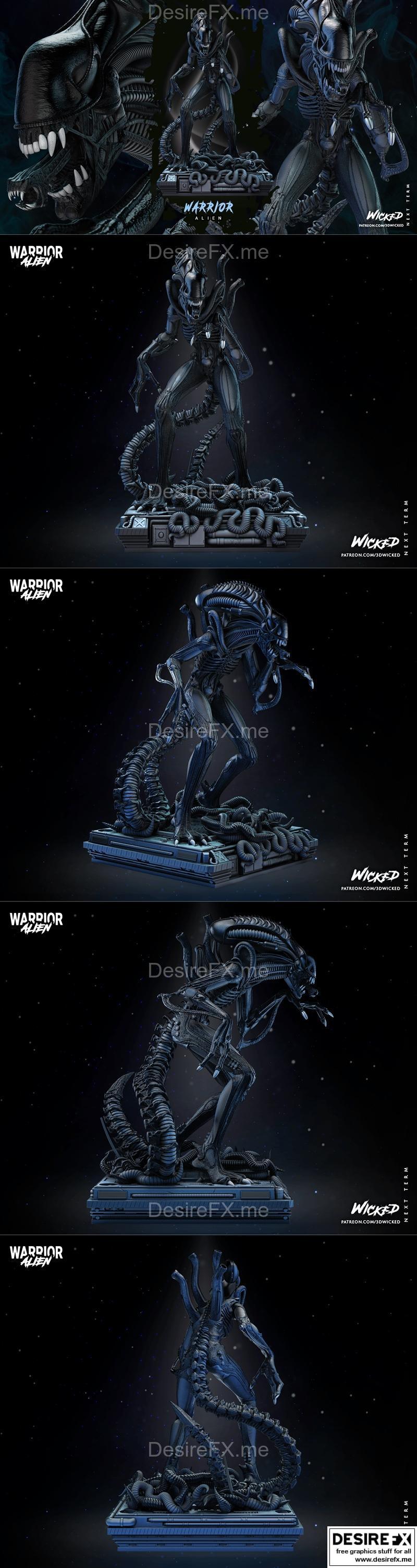 WICKED异星战士3D打印模型|WICKED – Alien Warrior Statue – 3D Print Model STL