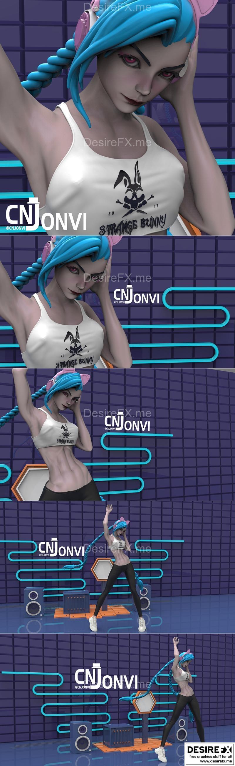 LOL吉克 3D打印模型|LoL Rock Jinx – 3D Print Model STL