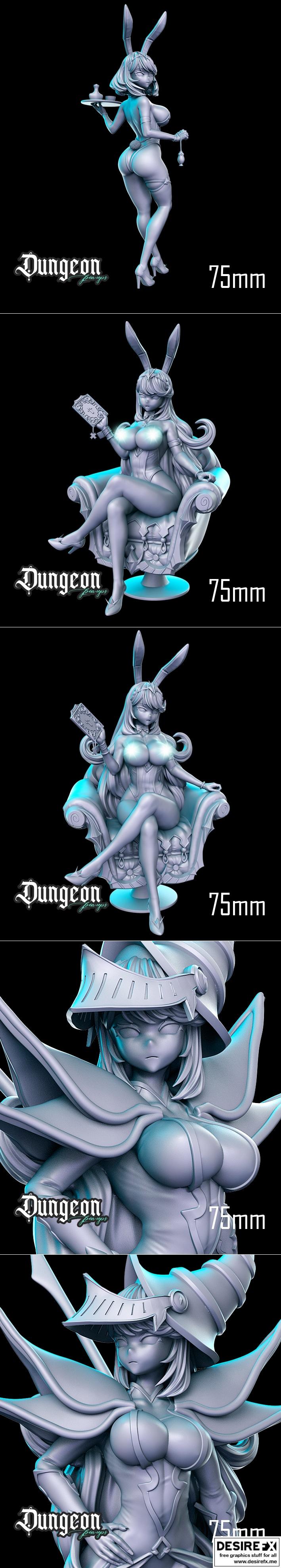 地下城插画师七月2023作品——3D打印模型STL|Dungeon Pin-ups July 2023 – 3D Print Model STL
