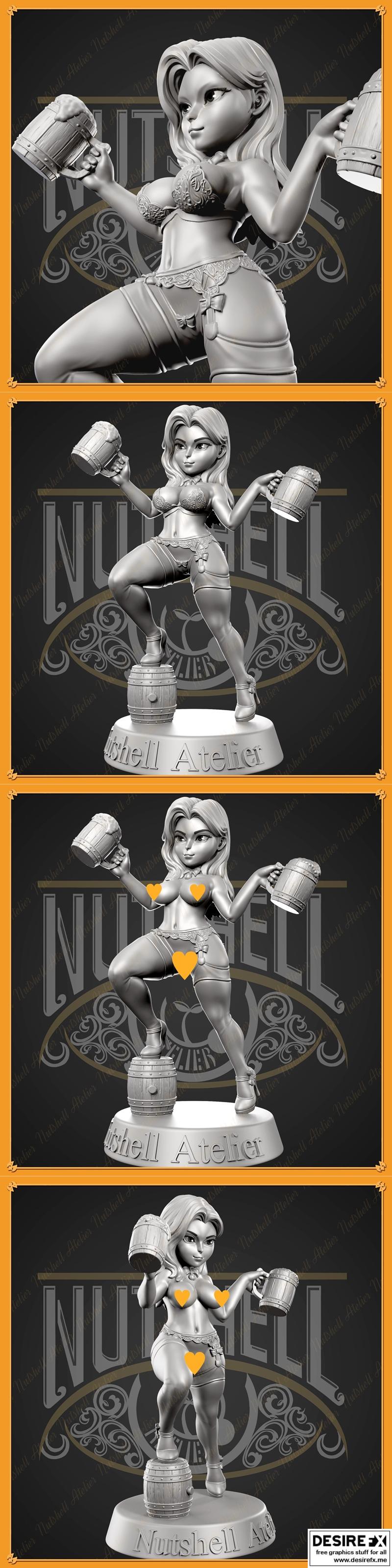 Nutshell Atelier - 换装吧！萌系小酒馆服务生 - 3D打印模型|Nutshell Atelier – Chibi Barmaid – 3D Print Model STL