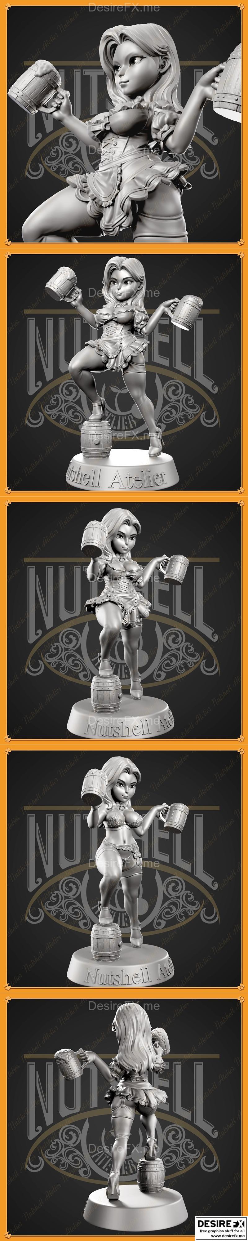 Nutshell Atelier - 换装吧！萌系小酒馆服务生 - 3D打印模型|Nutshell Atelier – Chibi Barmaid – 3D Print Model STL