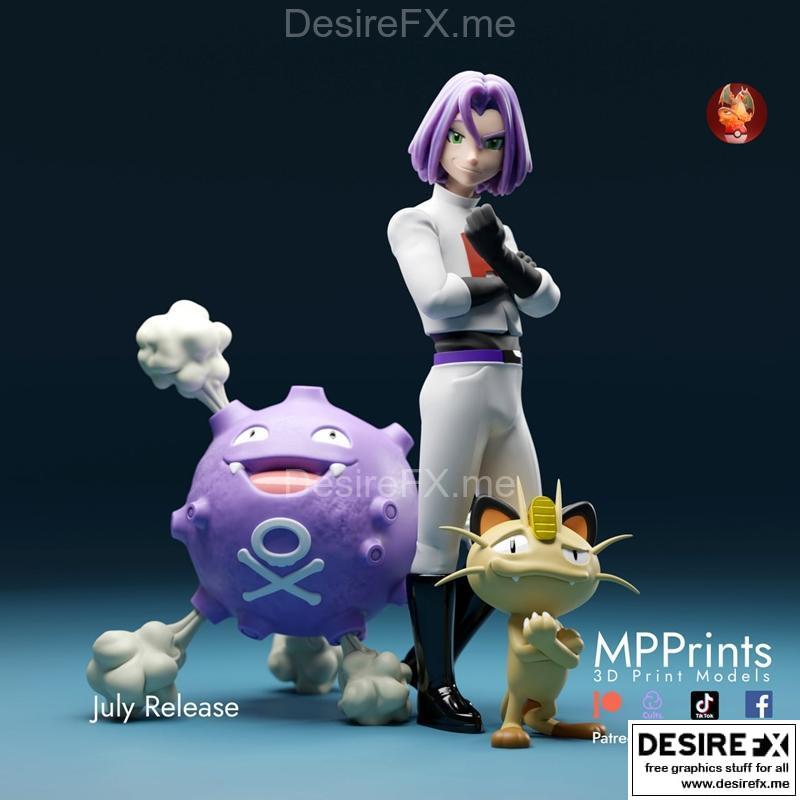 詹姆斯与卡普奥恩与梅欧斯的3D打印模型|James and Koffing and Meowth – 3D Print Model STL