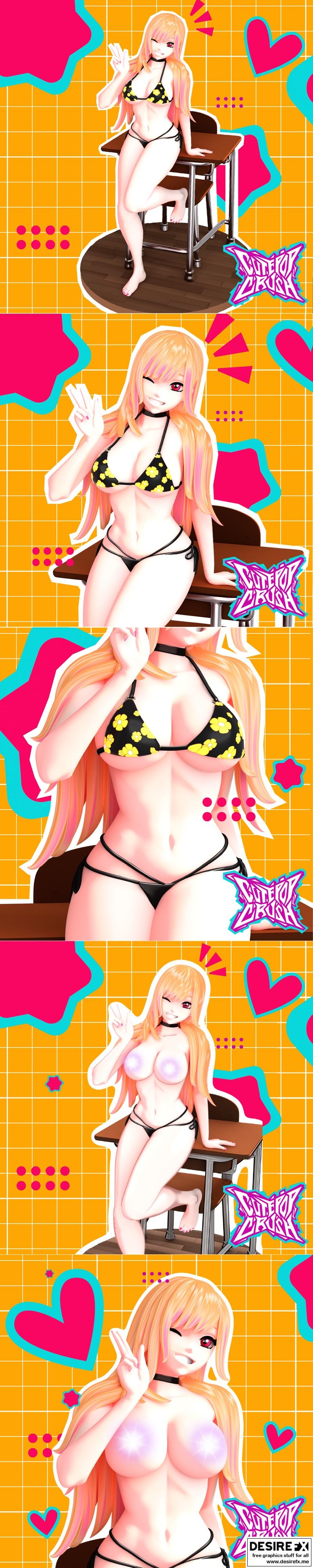 萌系爆击——马里娜·高桥比基尼3D打印模型|CutePopCrush – Marin Kitagawa bikini and NSFW Version – 3D Print Model STL