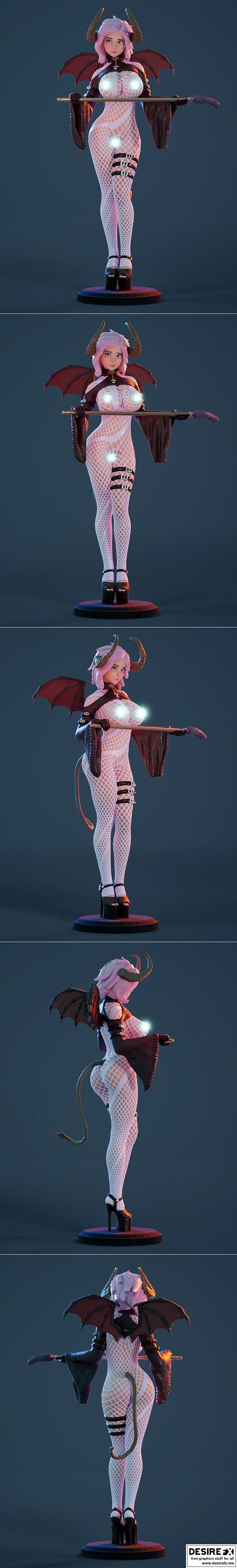 3D打印模型：性感吸血鬼女妖BDSM角色|Sexy bdsm Succubus – B – 3D Print Model STL