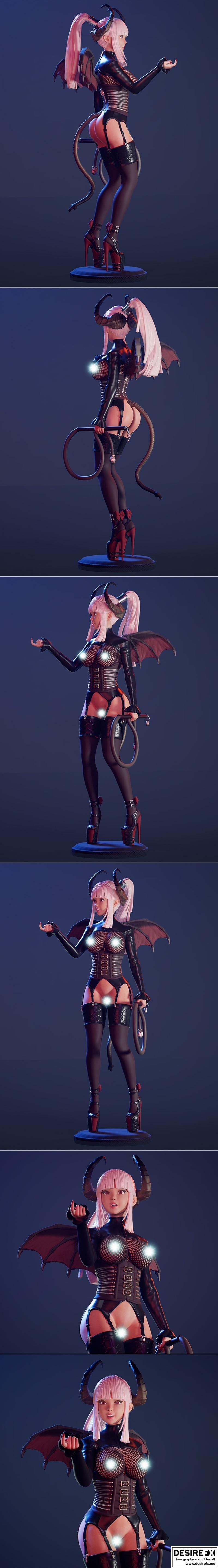 3D打印邪魅吸血鬼女妖模型|Sexy bdsm Succubus – A – 3D Print Model STL