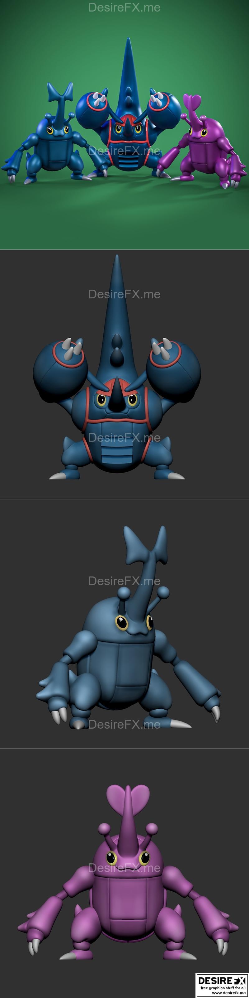 赫拉克罗斯进化 3D打印模型|Heracross Evolutions – 3D Print Model STL