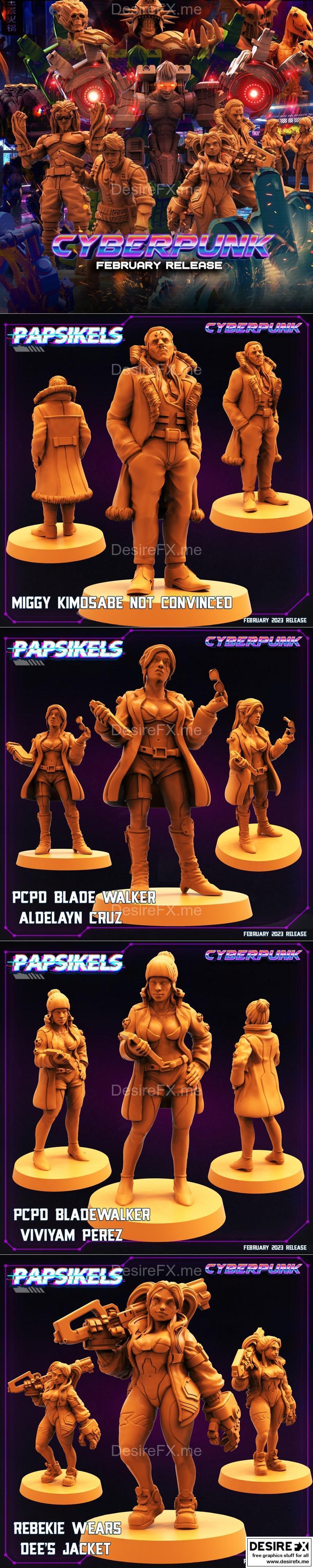 Papsikels迷你模型——赛博朋克2023版3D打印雕塑|Papsikels Miniatures – Cyberpunk February 2023 – 3D Print Model STL