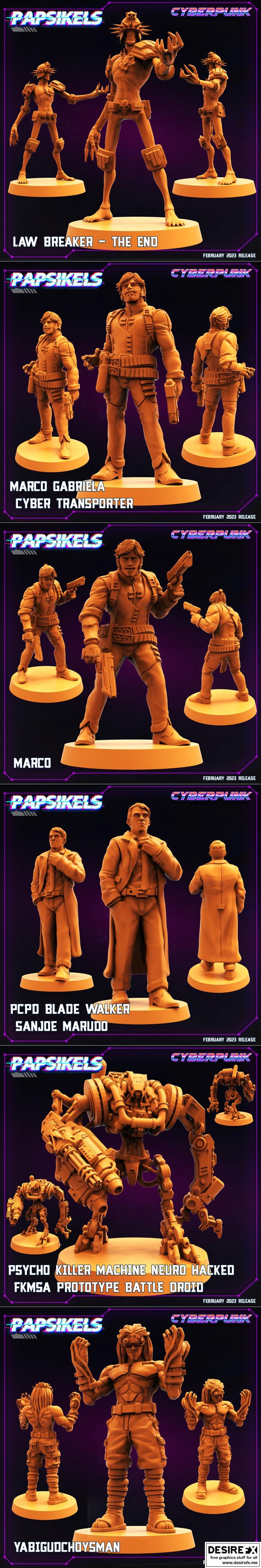 Papsikels迷你模型——赛博朋克2023版3D打印雕塑|Papsikels Miniatures – Cyberpunk February 2023 – 3D Print Model STL