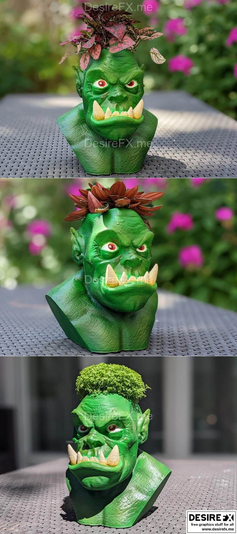 卡通风格兽人花盆 3D打印模型|Cartoon Style Orc Planter – 3D Print Model STL