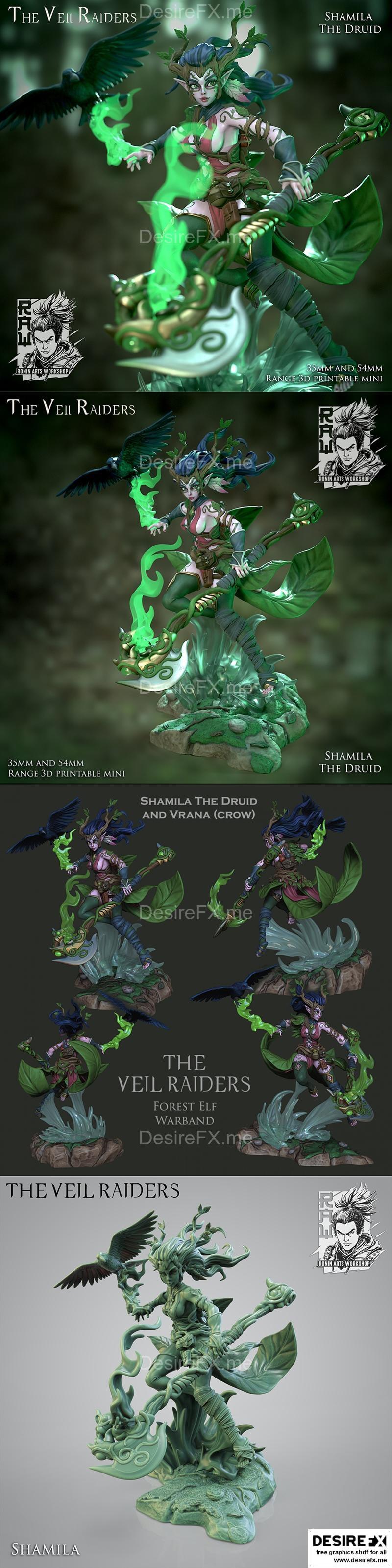 森林精灵德鲁伊3D打印模型|Ronin Arts Workshop – Shamila – Forest Elf Druid – 3D Print Model STL