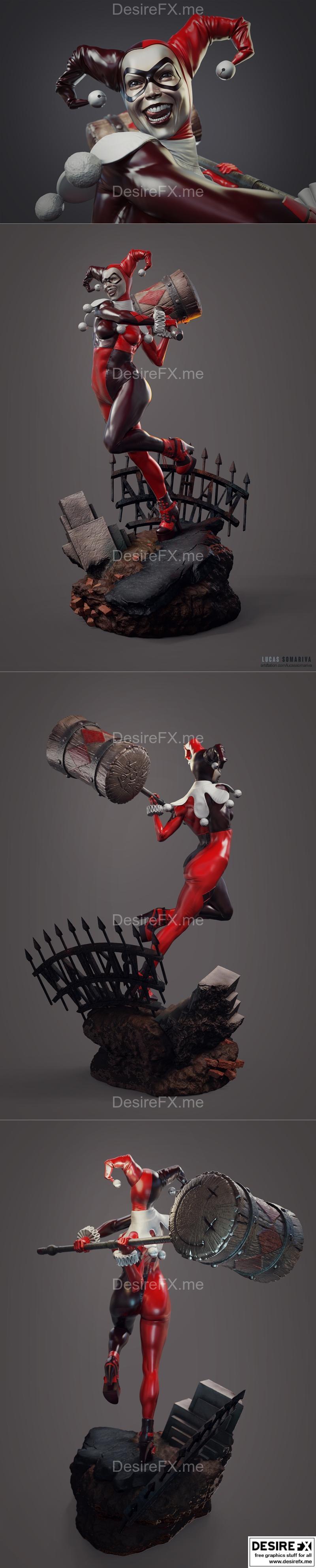 Lucas Somariva 设计的哈莉奎因3D打印模型|Lucas Somariva – Harley Quinn – 3D Print Model STL