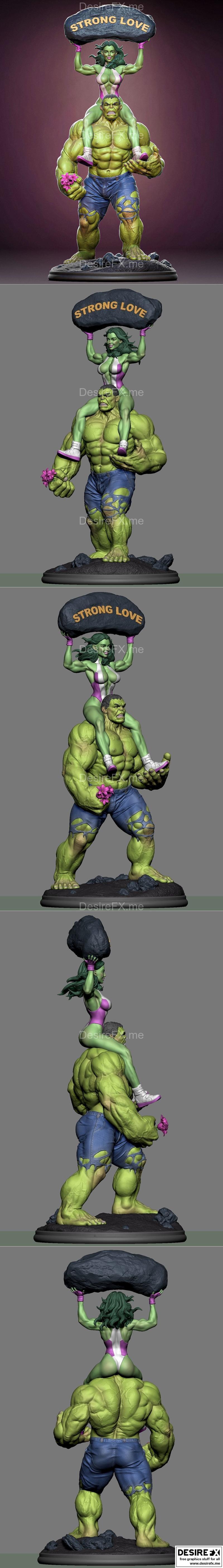 绿巨人与女武神——3D打印模型|Hulk with She-hulk – 3D Print Model STL
