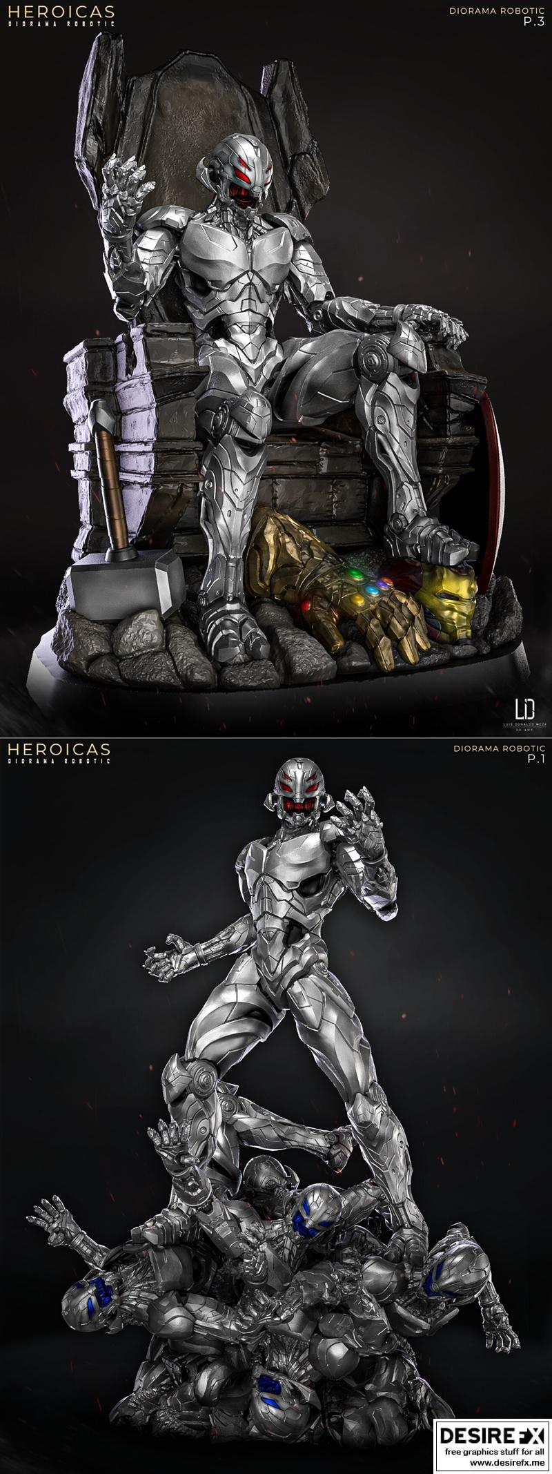 迪奥拉玛机器人 3D打印模型|Heroicas – Diorama Robotic – 3D Print Model STL