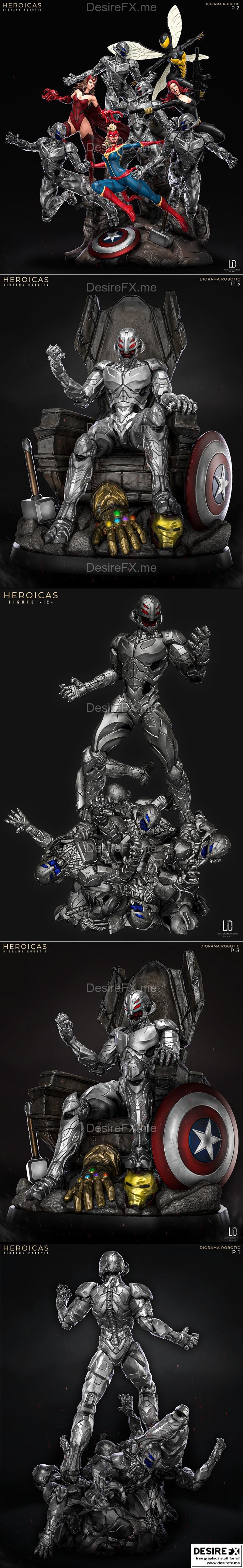 迪奥拉玛机器人 3D打印模型|Heroicas – Diorama Robotic – 3D Print Model STL