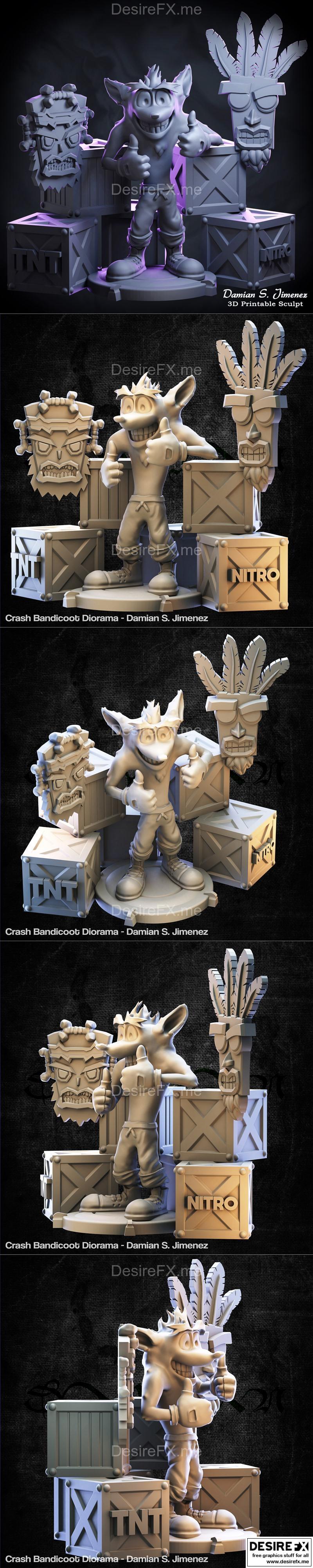 迪奥拉模型：Crash Bandicoot 3D打印雕塑|Crash Bandicoot Diorama – 3D Print Model STL