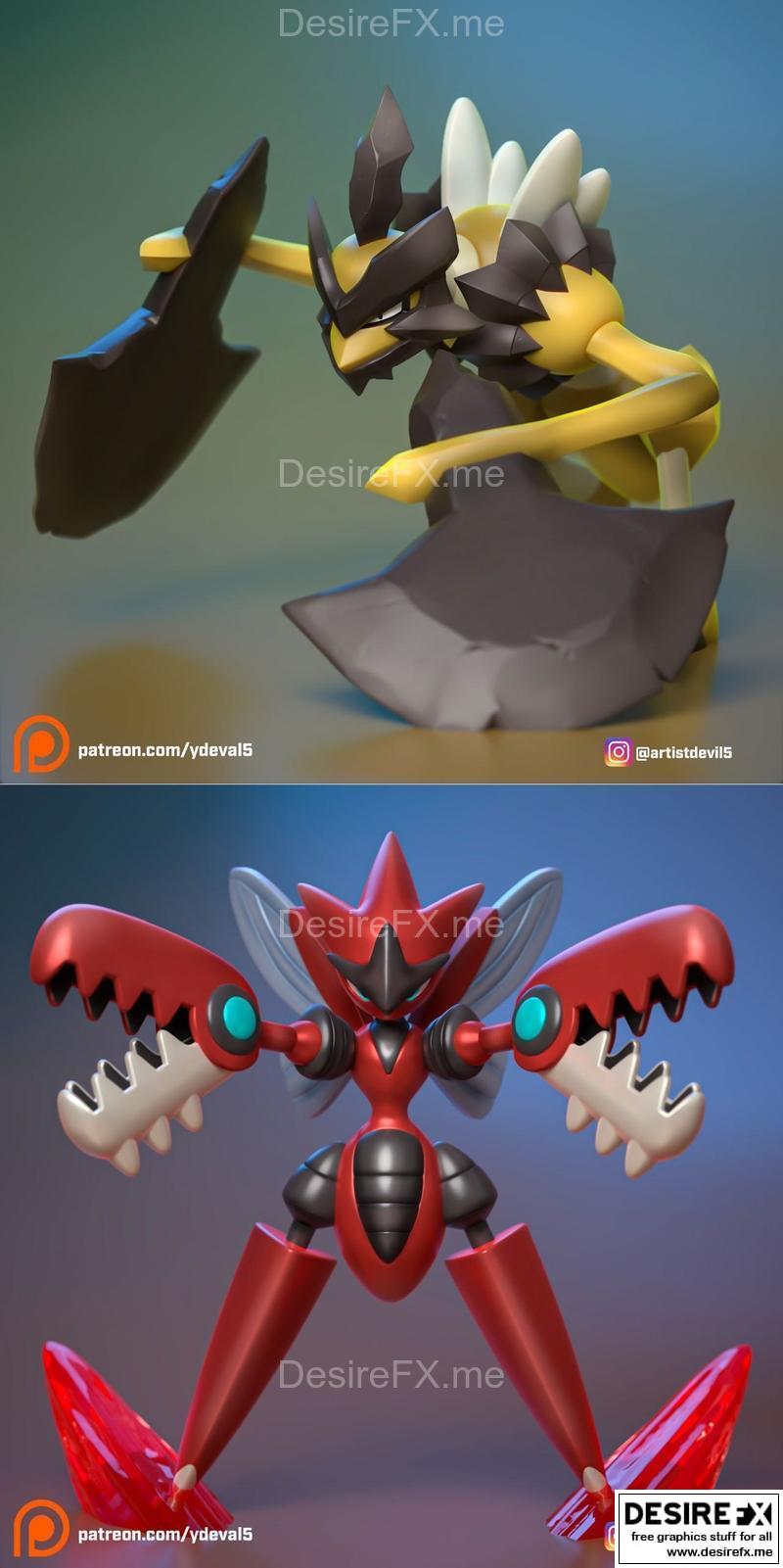 Kleavor与mega scizor 3D打印模型|Kleavor and Mega Scizor – 3D Print Model STL