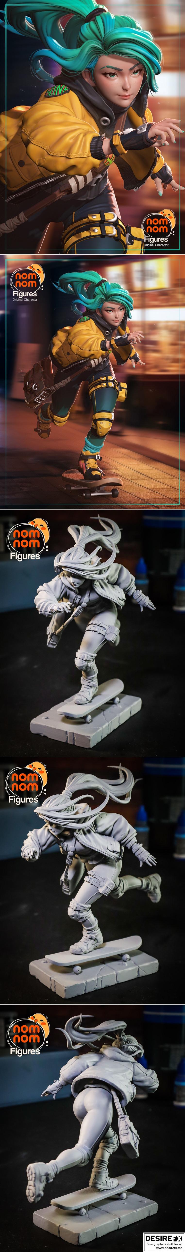 Nomnom Figures - Slink the Skatergirl 3D打印模型|Nomnom Figures – Slink the Skatergirl – 3D Print Model STL