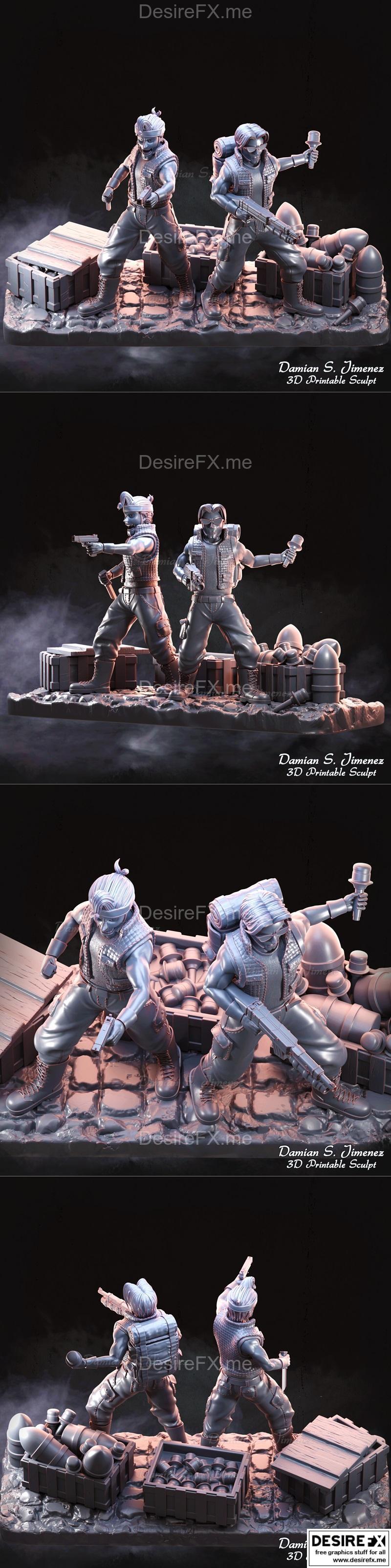 迪奥拉姆模型：Marco与Tarma 3D打印雕塑|Marco And Tarma Diorama – 3D Print Model STL