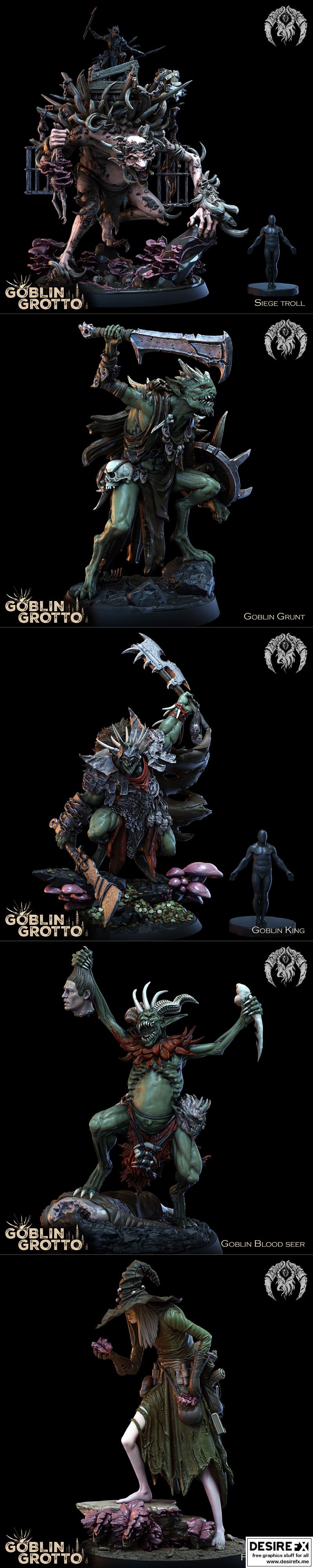 最佳生物迷你模型——地穴精灵 地下洞穴3D打印模型|Bestiarum Miniatures – Goblin Grotto June 2023 – 3D Print Model STL