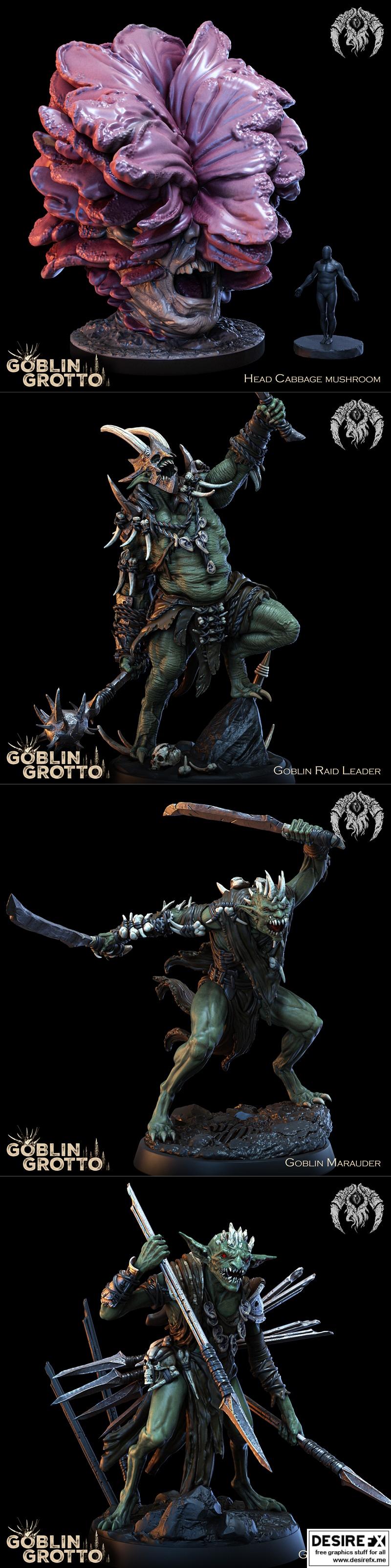 最佳生物迷你模型——地穴精灵 地下洞穴3D打印模型|Bestiarum Miniatures – Goblin Grotto June 2023 – 3D Print Model STL