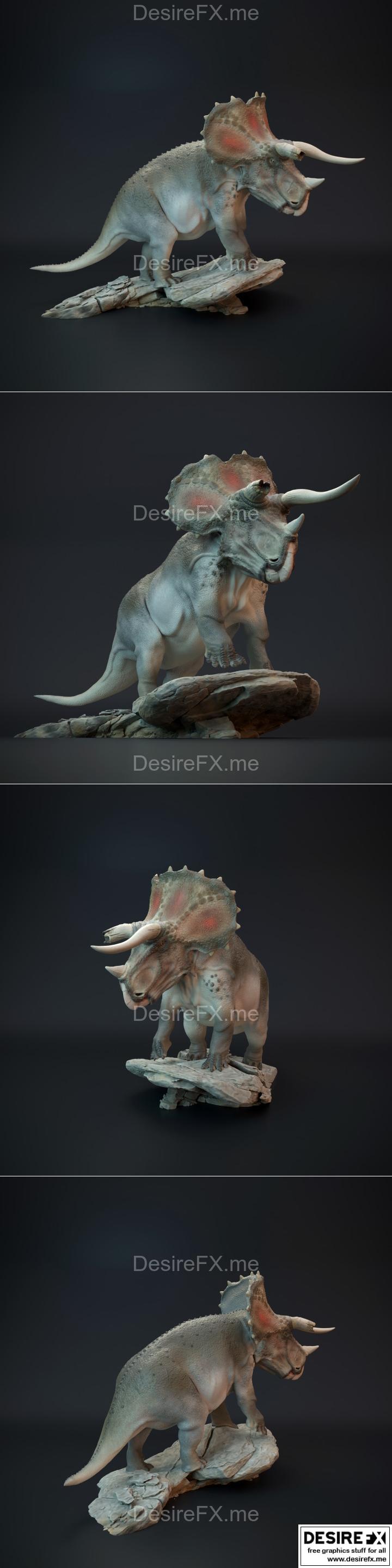 三角龙雄性古生物3D打印模型|Triceratops old bull dinosaur – 3D Print Model STL