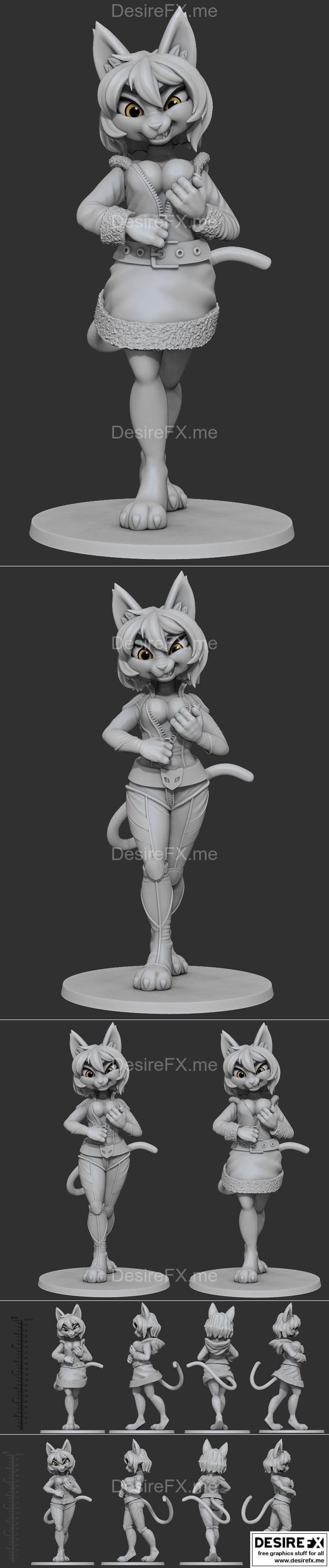 圣诞猫女3D打印模型|Catwoman and Cat in miss santa costume – 3D Print Model STL