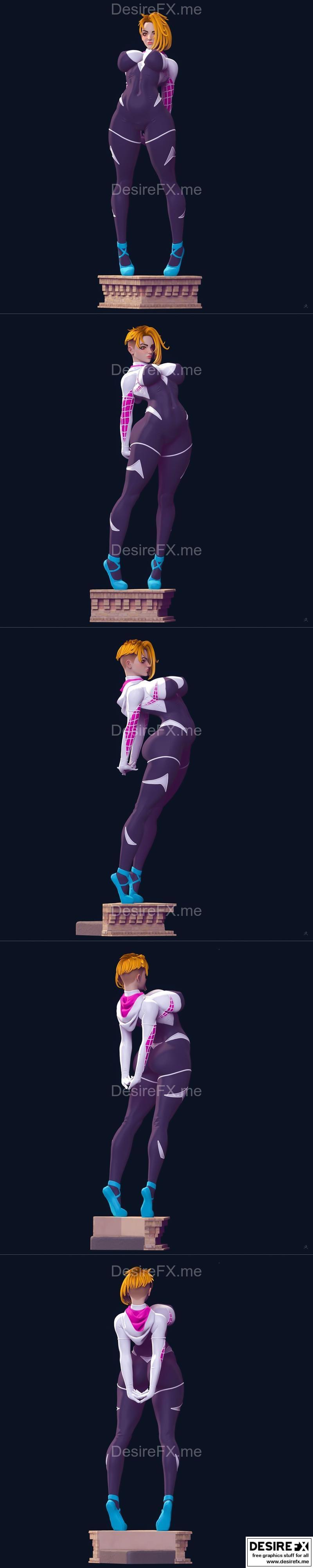 格温·斯黛西超大拉伸蜘蛛侠4种变体3D打印模型|Gwen Stacy Thicc Stretching Spiderman 4 Variations – 3D Print Model STL