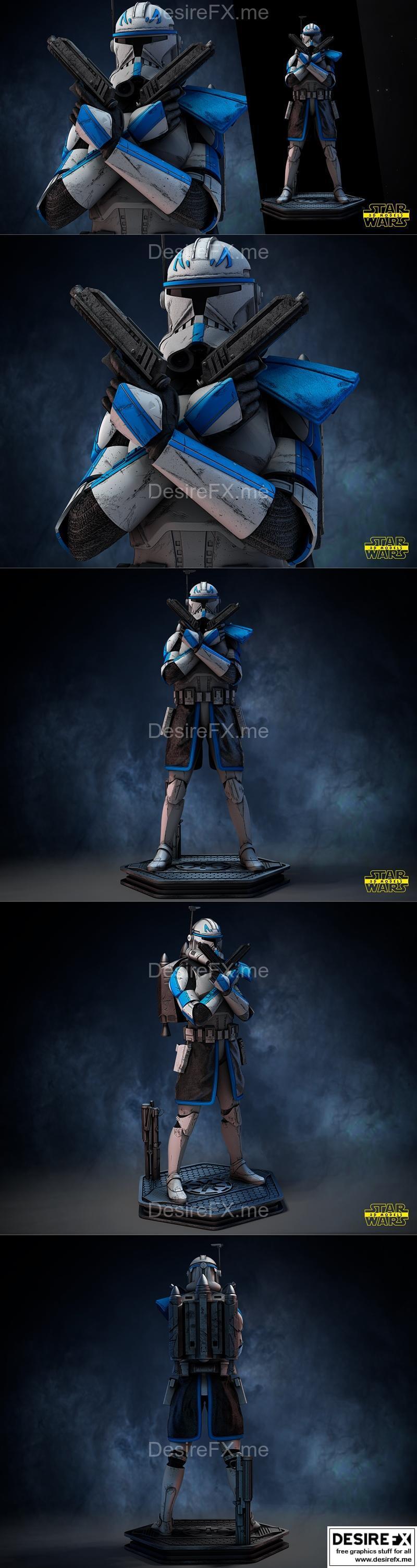 星球大战 大卫·雷克斯 3D打印模型|Star Wars – Captain Rex Sculpture – 3D Print Model STL