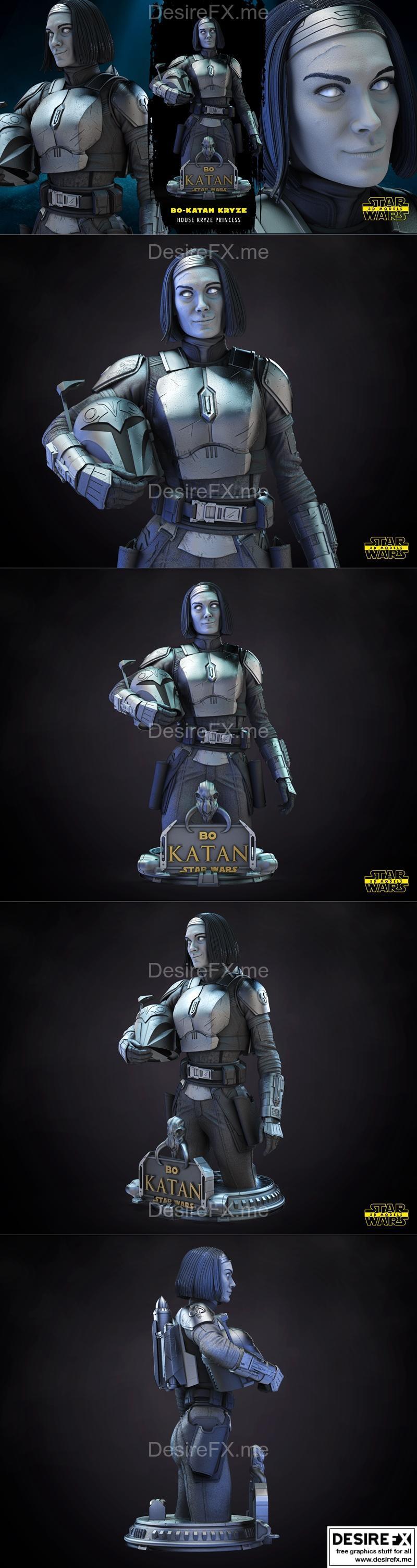 星球大战 - 波·卡坦 - 3D打印模型|Star Wars – Bo Katan Bust – 3D Print Model STL