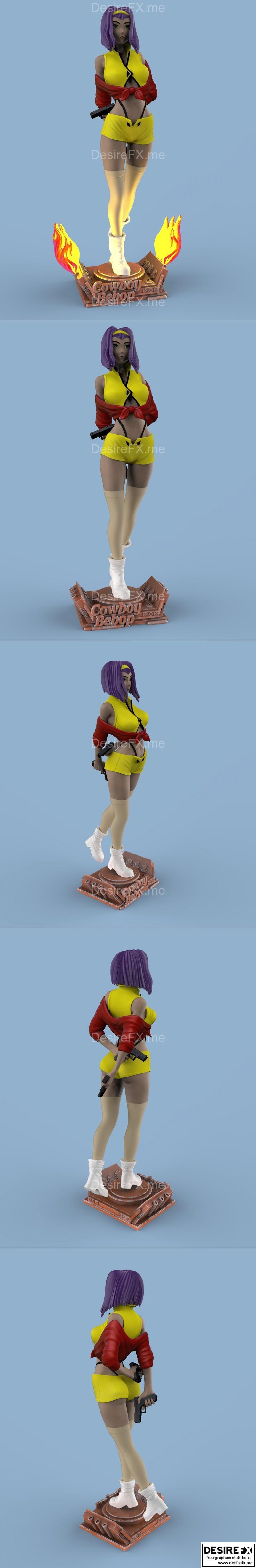 《赛博朋克：费伊·瓦伦蒂恩 3D打印模型》|Cowboy Bebop – Faye Valentine – 3D Print Model STL