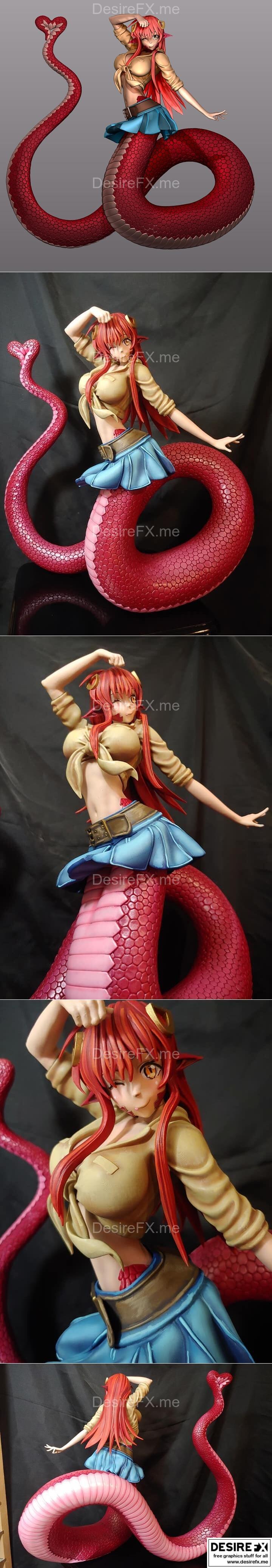 怪物女孩米亚·拉米亚 3D打印模型|Monster Musume Miia Lamia fanart – 3D Print Model STL