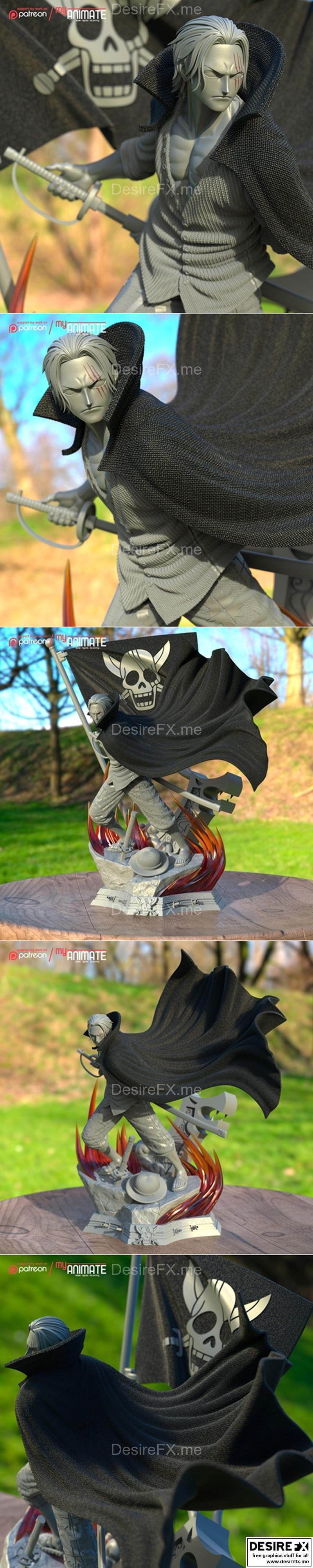 《海贼王》香克斯3D打印模型|Shanks from One Piece – myAnimate – 3D Print Model STL