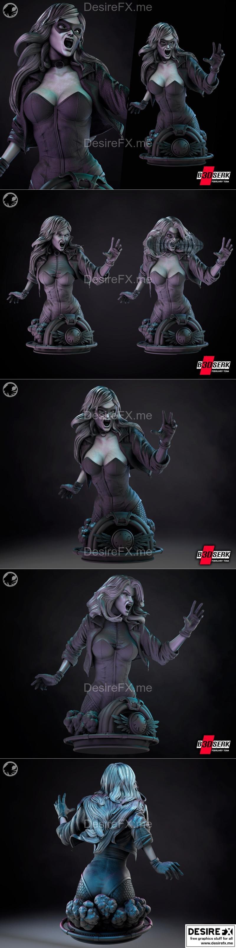 B3DSERK – 黑寡妇角色3D打印模型|B3DSERK – Black Canary Bust – 3D Print Model STL