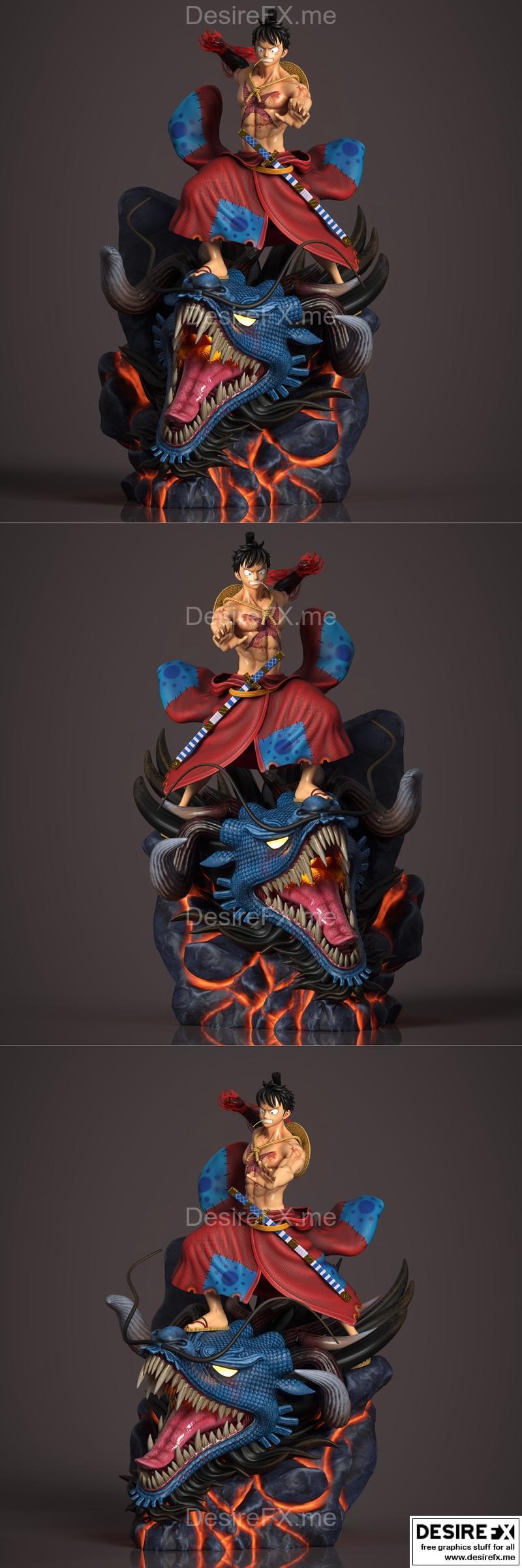 Monkey D. 鲁夫 对战 莱德 vs 阿龙 3D打印模型|Monkey D. Luffy vs Kaido – 3D Print Model STL