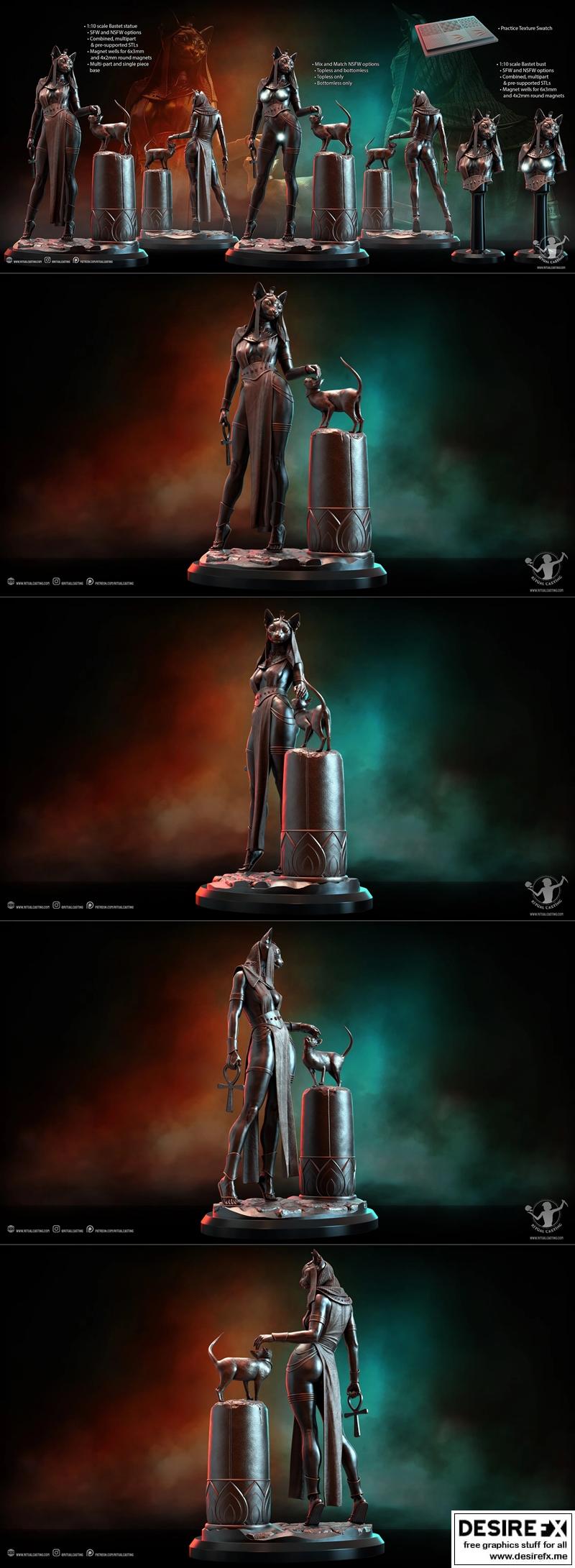 3D打印模型：巴斯特女神 cosplay 可玩角色雕塑|Ritual Casting – Bastet – 3D Print Model STL