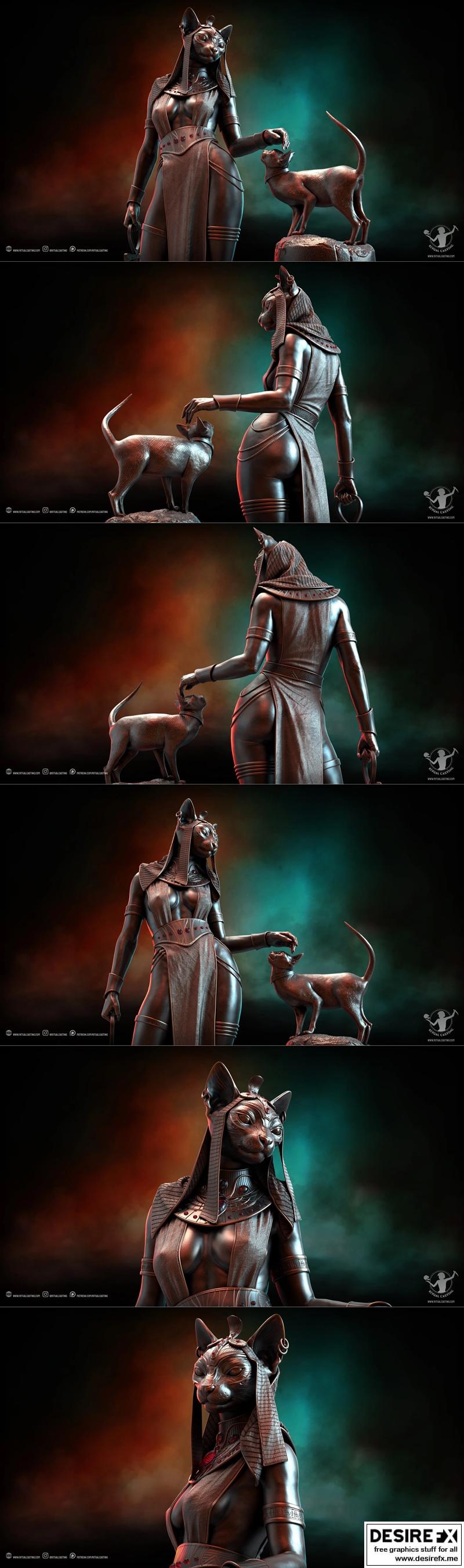 3D打印模型：巴斯特女神 cosplay 可玩角色雕塑|Ritual Casting – Bastet – 3D Print Model STL