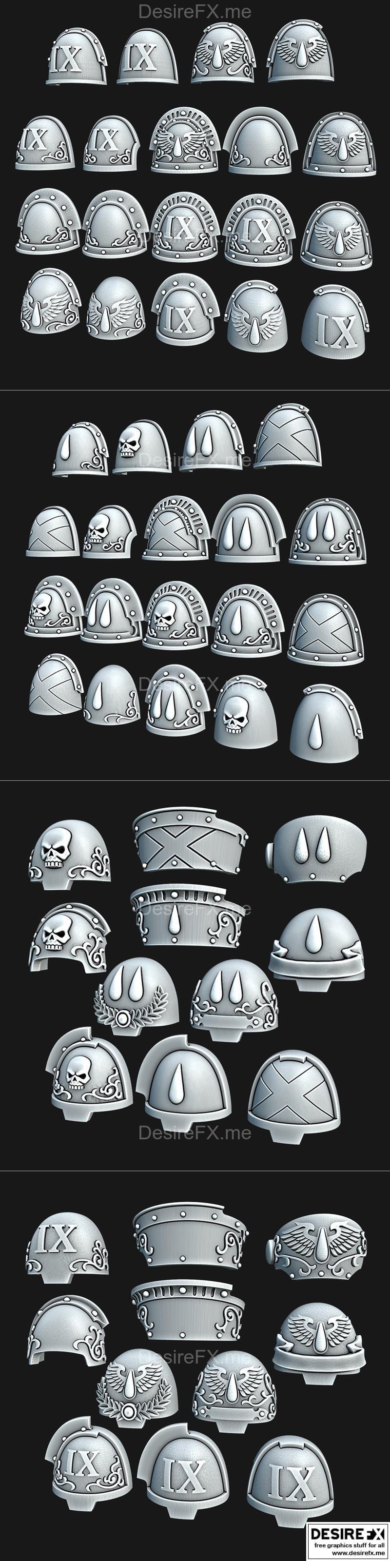 BA公司手办与肩部配件 3D打印模型|BA Company Pads and Shoulderpads – 3D Print Model STL