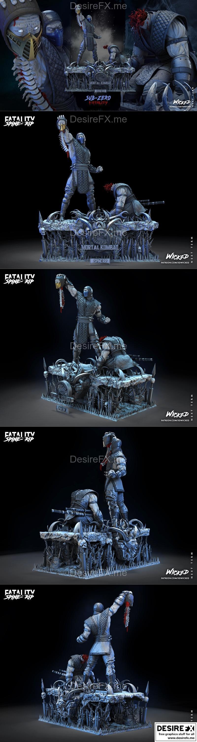 WICKED - 亚兹拉尔与蝎子迪奥拉模型 3D打印雕塑|WICKED – Sub Zero and Scorpion Diorama SPINE RIP Sculpture – 3D Print Model STL