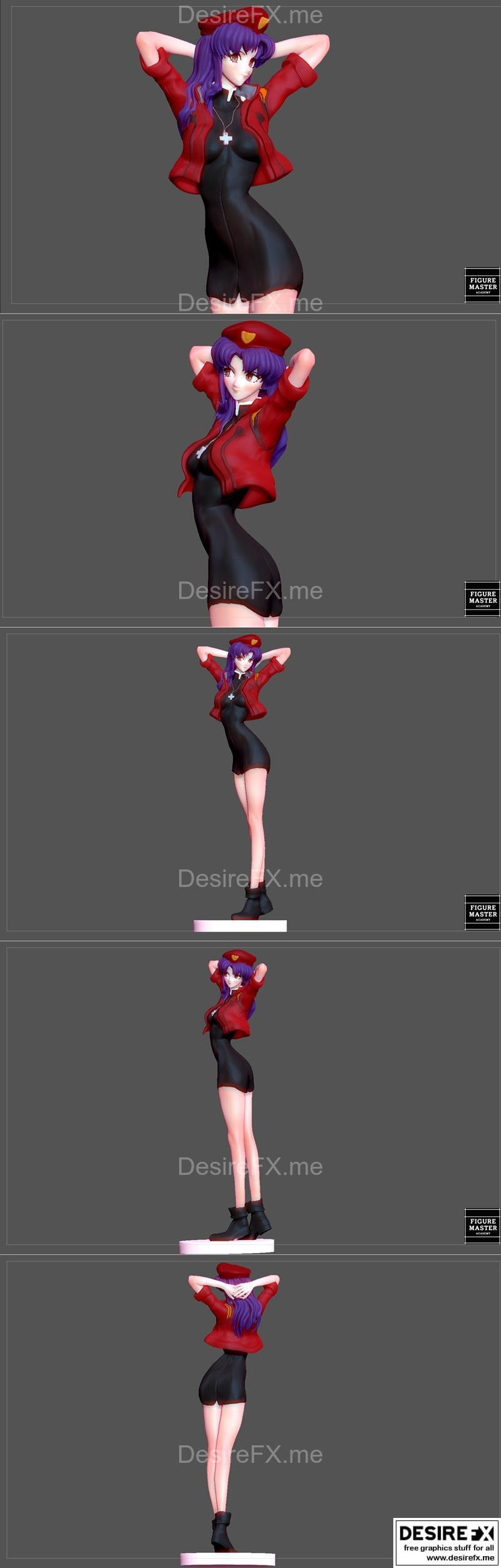 福音战士 Misato Katsuragi 3D打印模型|Misato Katsuragi Uniform Evangelion Anime Sexy Girl – 3D Print Model STL