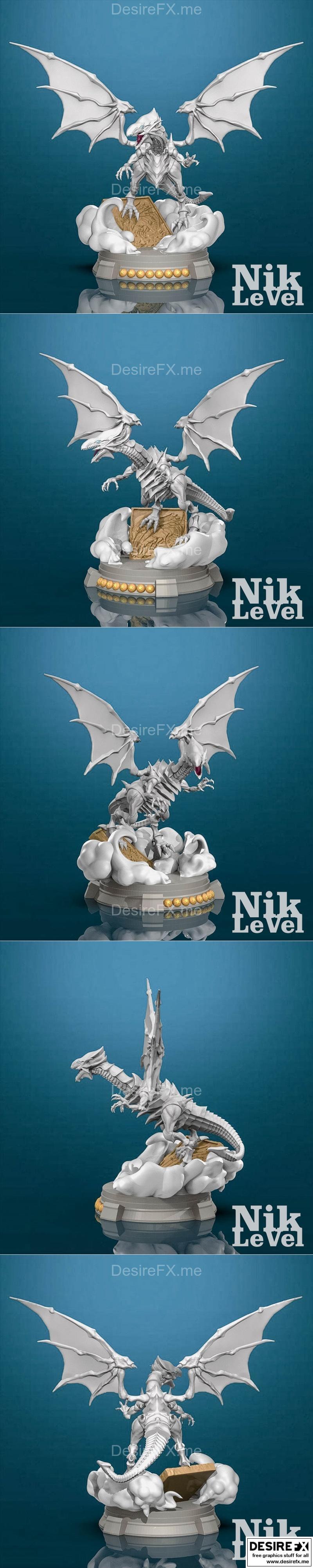 蓝眼白龙 尤加利欧 3D打印模型|Blue Eyes White Dragon YuGi-Oh – 3D Print Model STL