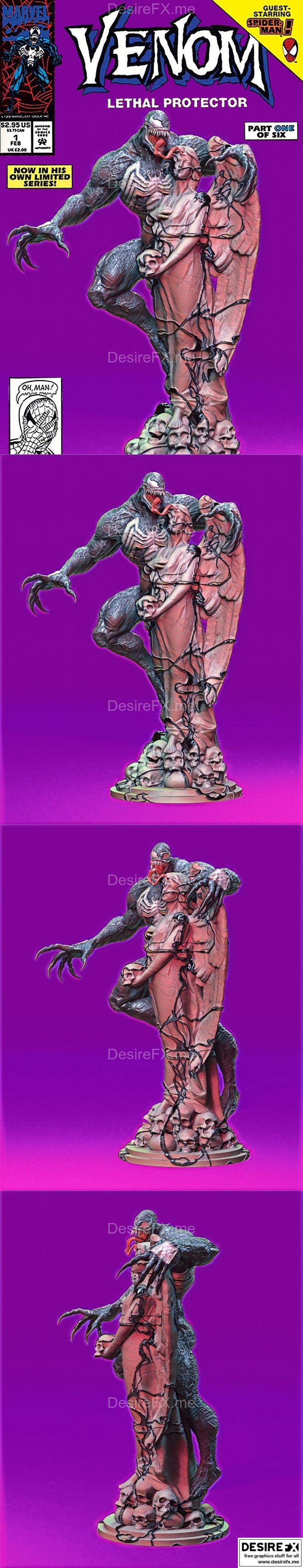 毒液3D打印雕像模型|Venom Fan Art Statue – 3D Print Model STL