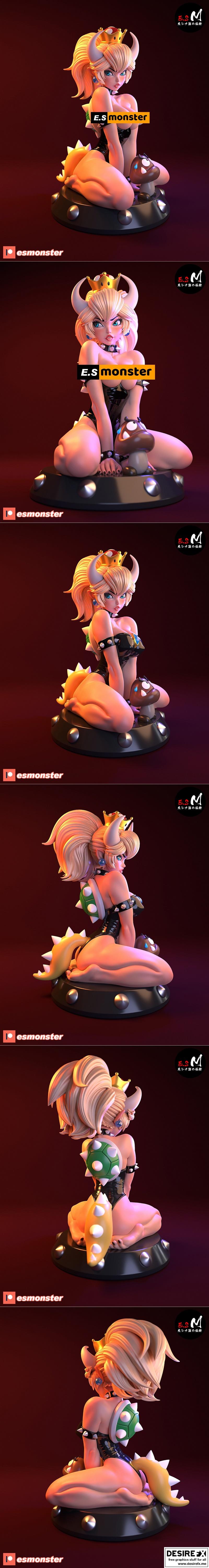 Bowsette - E.S Monster 3D打印模型|Bowsette – E.S Monster – 3D Print Model STL