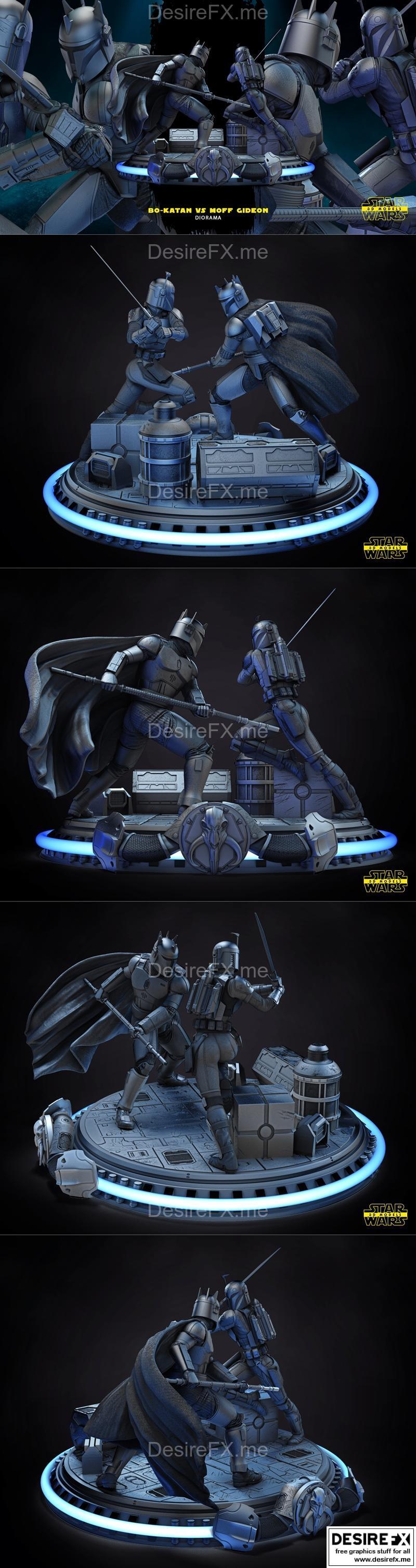 星战3D打印模型：博·卡坦与莫夫·吉迪恩主题摆件|Bo Katan and Moff Gideon Diorama Base – Star Wars – 3D Print Model STL