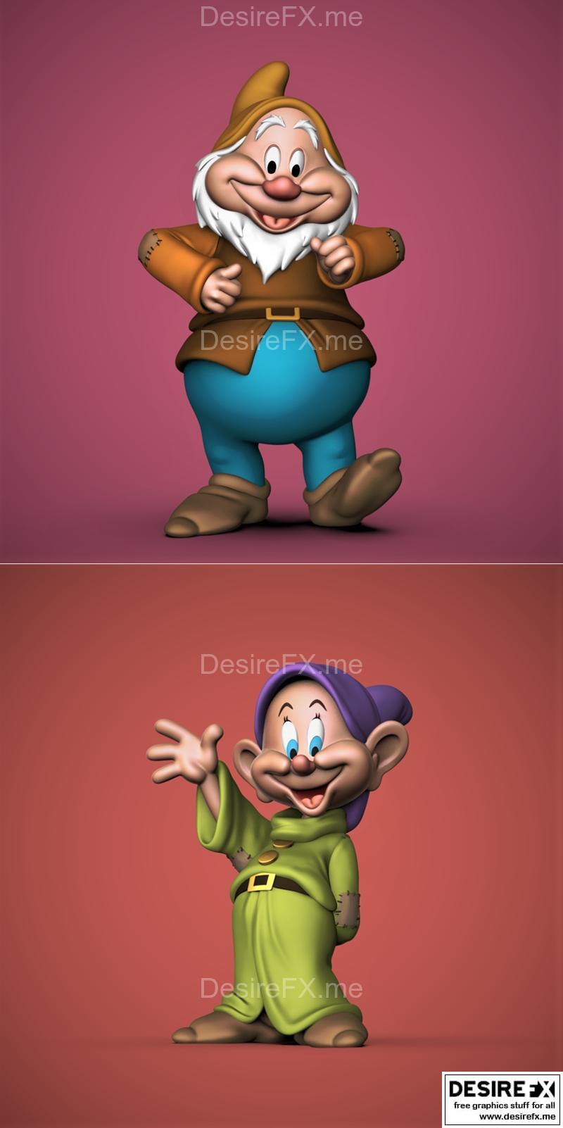 傻瓜小矮人与快乐小矮人——3D打印模型|Dopey Dwarf and Happy Dwarf – 3D Print Model STL