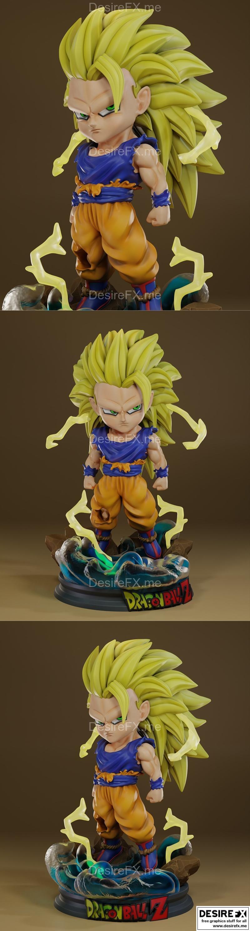 龙珠超SSJ3萌系3D打印模型|Goku SSJ3 chibi – 3D Print Model STL