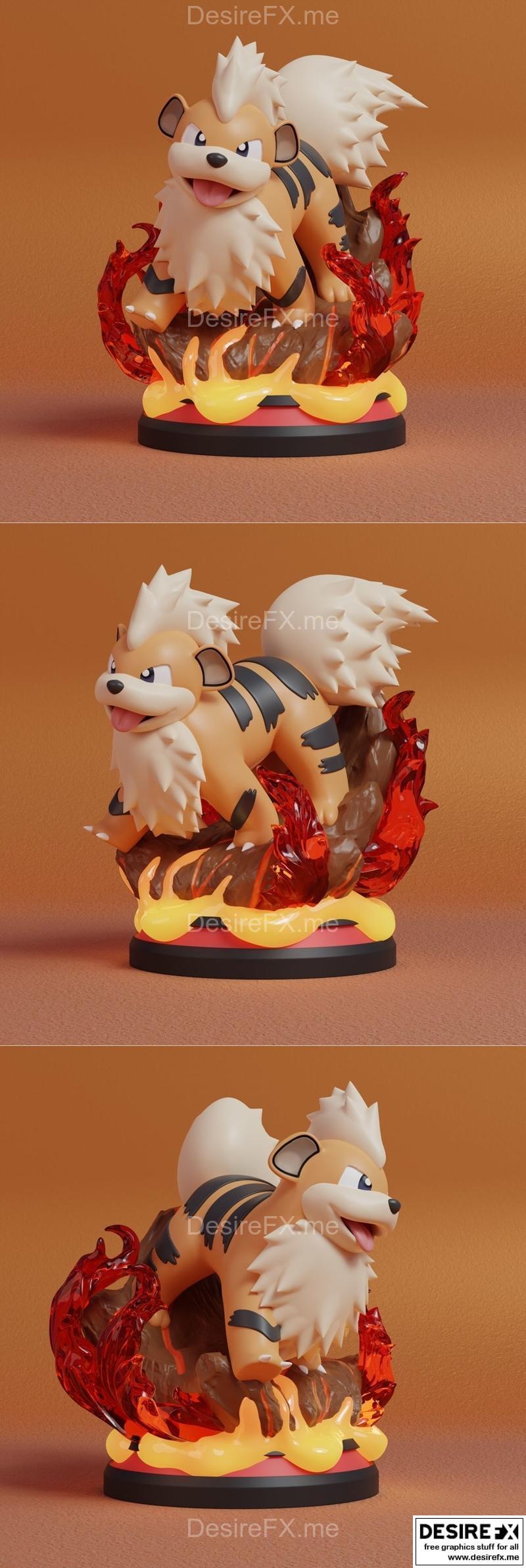 宝可梦-小火龙-3D打印模型|Pokemon – Growlithe – 3D Print Model STL