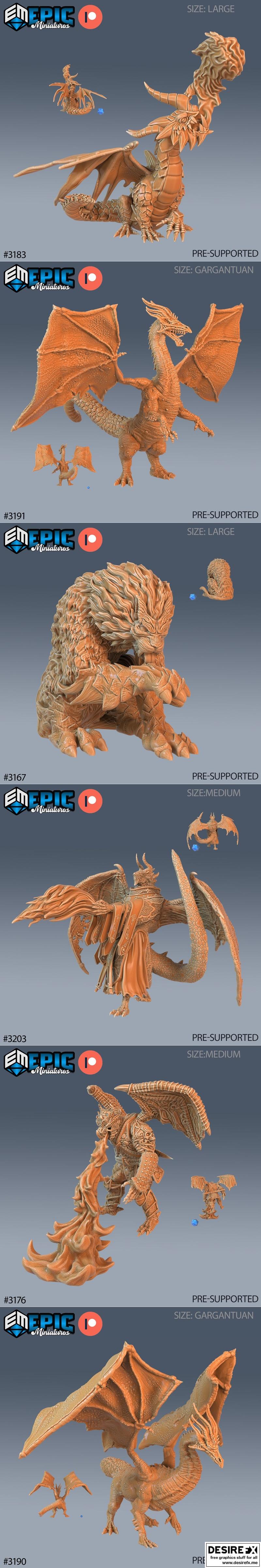 史诗迷你模型——龙之统治来袭——3D打印模型|Epic Miniatures – Dragons Reign incoming – 3D Print Model STL