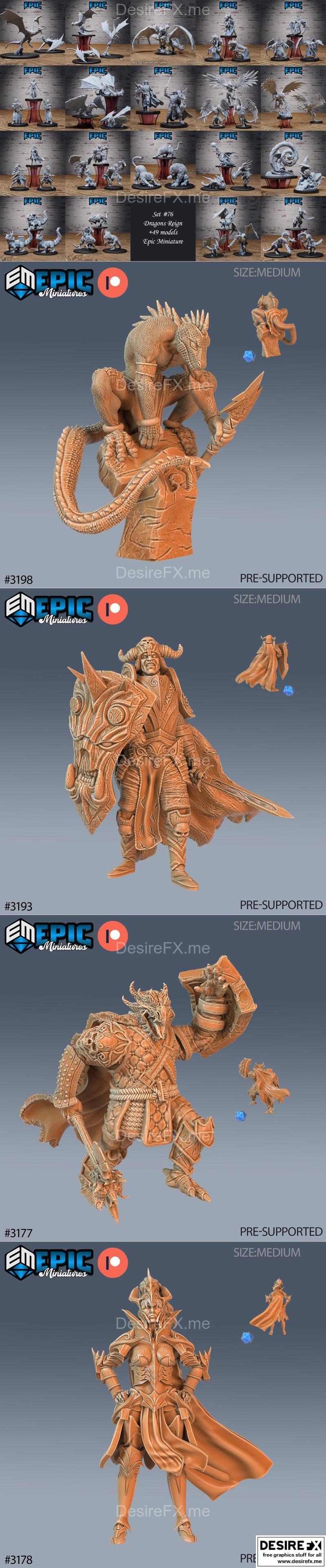 史诗迷你模型——龙之统治来袭——3D打印模型|Epic Miniatures – Dragons Reign incoming – 3D Print Model STL