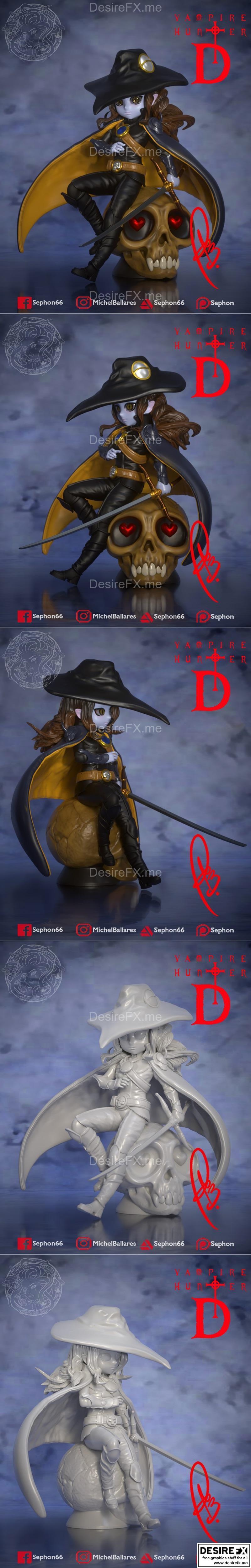 米歇尔·巴勒斯 3D打印模型 小恶魔猎人D|Michel Ballares – Vampire Hunter D Chibi – 3D Print Model STL